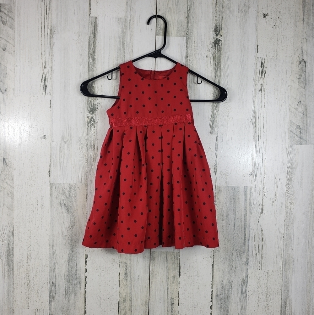 twinkle toddler girls red and black polka dot dress size 2T